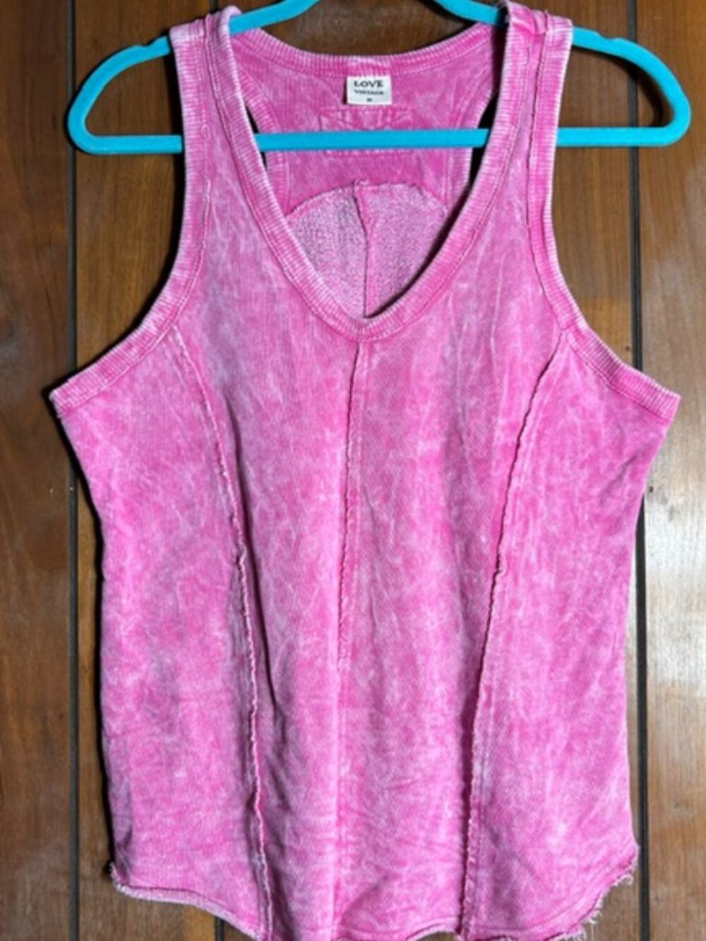 Love Vintage Tank Top Womens Sz Med Pink Racer Back Top